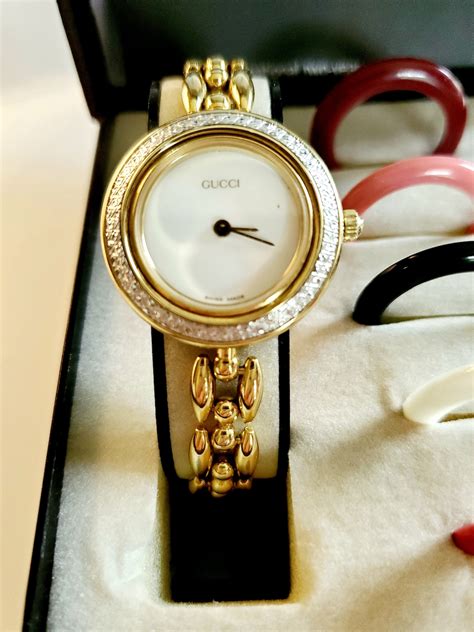 gucci vintage watxh|vintage Gucci watch with bezels.